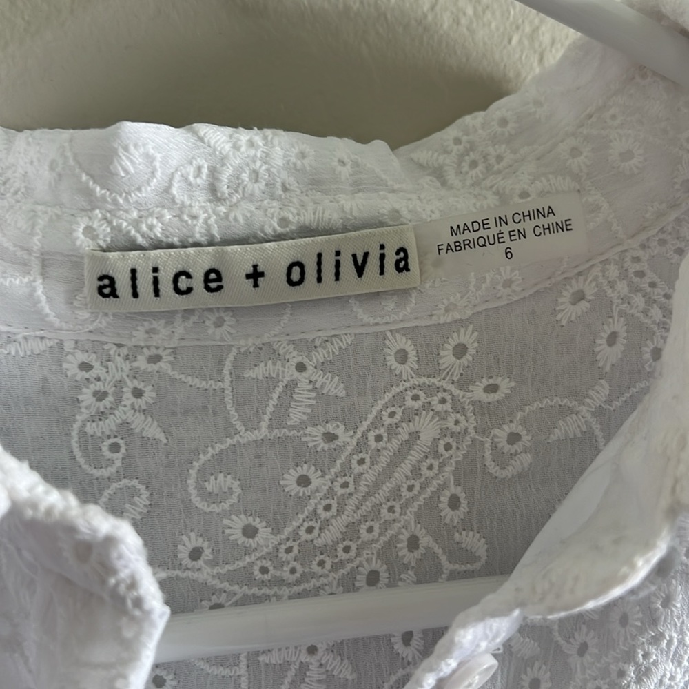 Alice + Olivia Blakesley Blouson Sleeve Eyelet Mini Dress - Picture 6 of 9